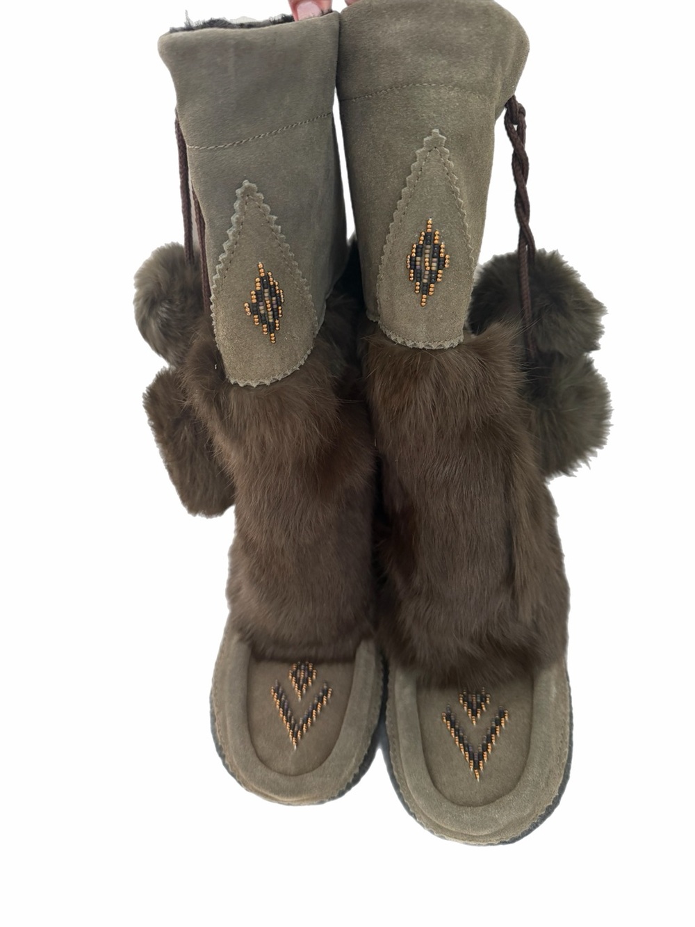Muks Luks - Women’s Fur-Trim Suede Winter Boots - Grey - Size 6